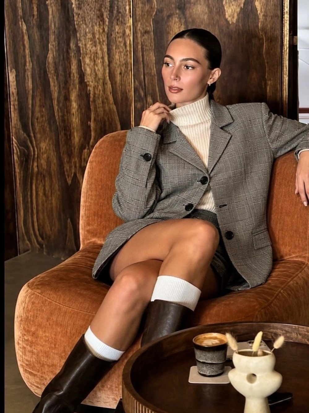 Wool Grey Plaid Blazer - Size M